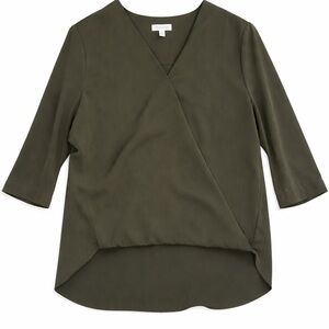 Prologue Olive Wrap Blouse high-low